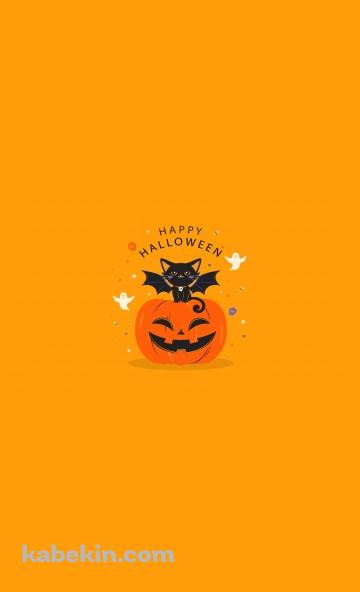 HAPPY HALLOWEEN 黒猫 お化け パンプキンのAndroidの壁紙(360px x 592px) スマホ用
