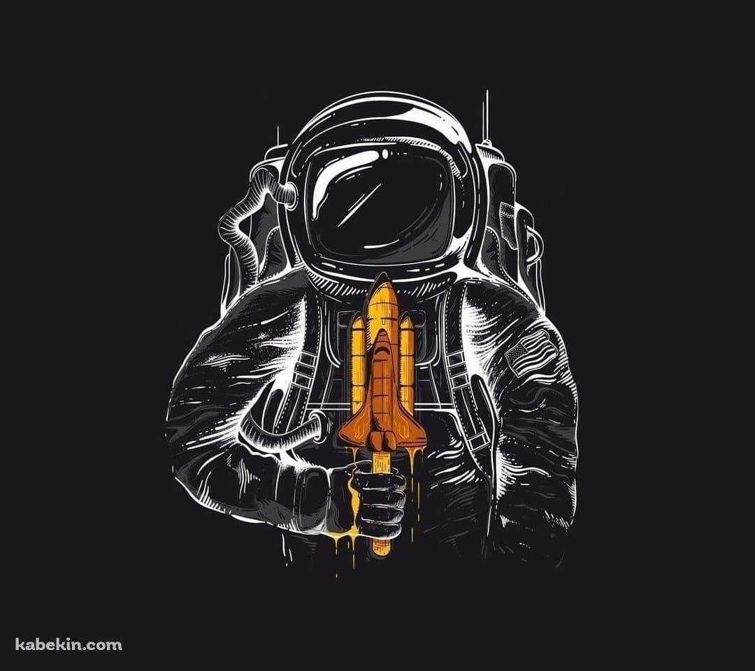 スペースシャトルのアイスキャンディーを持つ宇宙飛行士のAndroidの壁紙(1080px x 960px) スマホ用