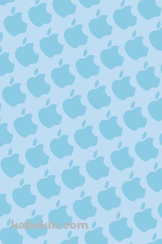 水色のアップルのロゴ パターンのAndroidの壁紙(320px x 480px) スマホ用