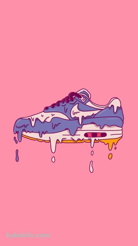 溶けている水色のNIKEのスニーカー・靴のAndroidの壁紙(480px x 854px) スマホ用