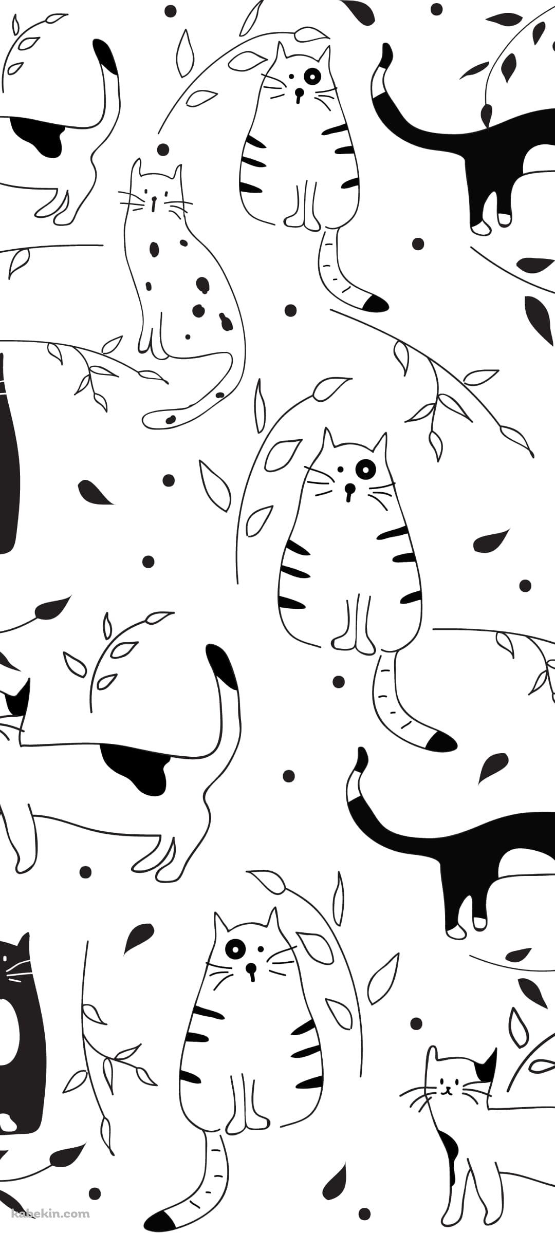 かわいい猫のイラスト・アートのAndroidの壁紙(1080px x 2400px) スマホ用