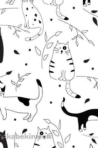 かわいい猫のイラスト・アートのAndroidの壁紙(320px x 480px) スマホ用
