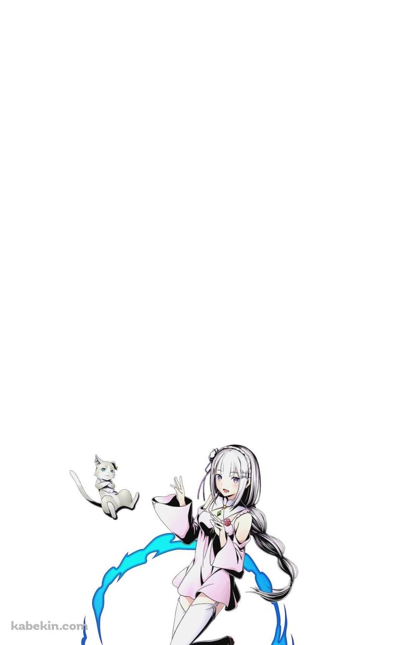 Re:ゼロから始める異世界生活 エミリアとパックのAndroidの壁紙(800px x 1280px) スマホ用