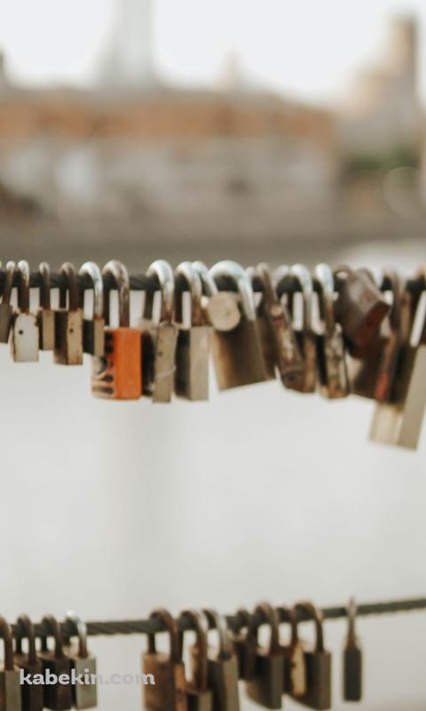 イタリア ローマ ミルヴィオ橋 恋の南京錠のAndroidの壁紙(480px x 800px) スマホ用