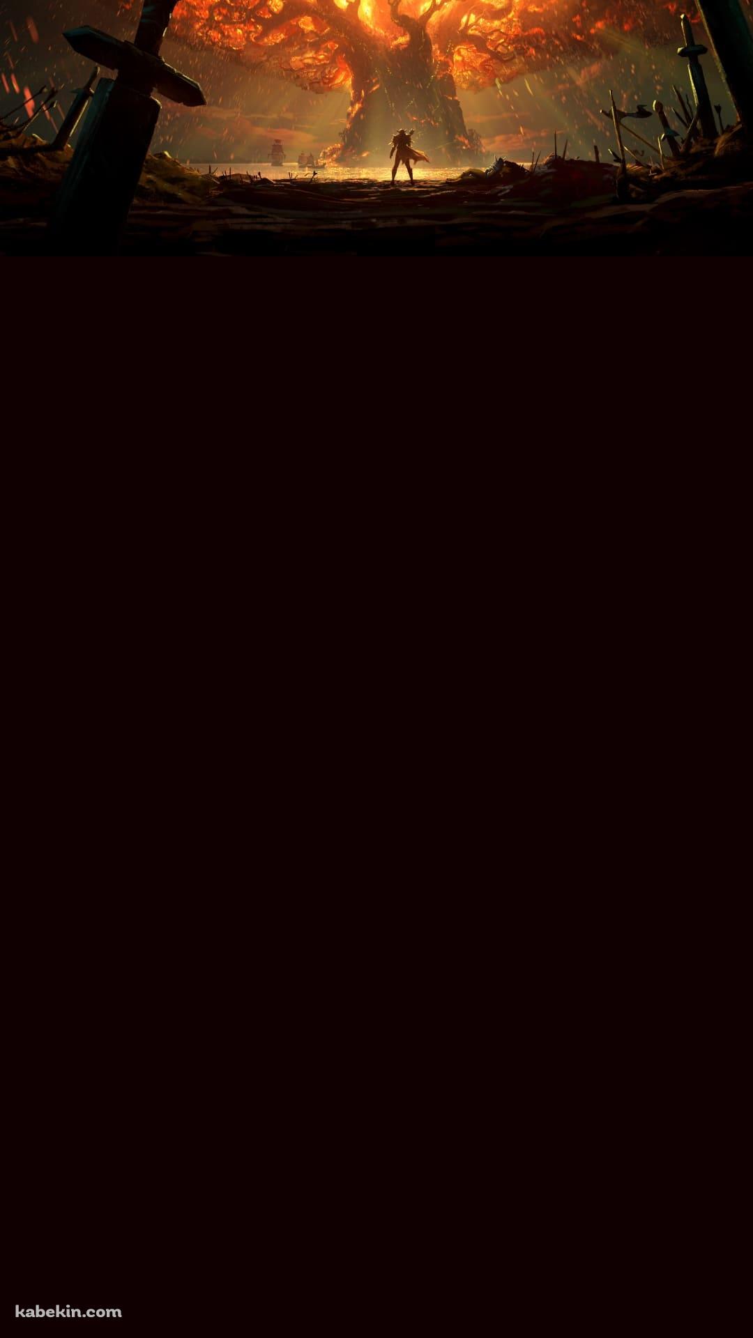 赤い大樹と騎士のAndroidの壁紙(1080px x 1920px) スマホ用