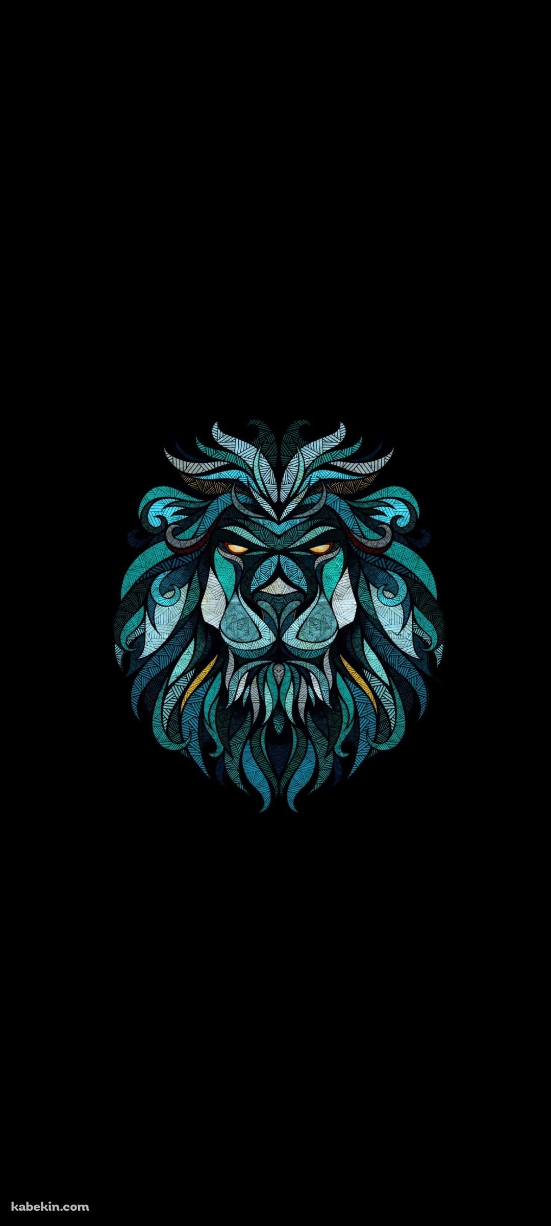 かっこいい青いライオンのアート 百獣の王のAndroidの壁紙(1080px x 2400px) スマホ用