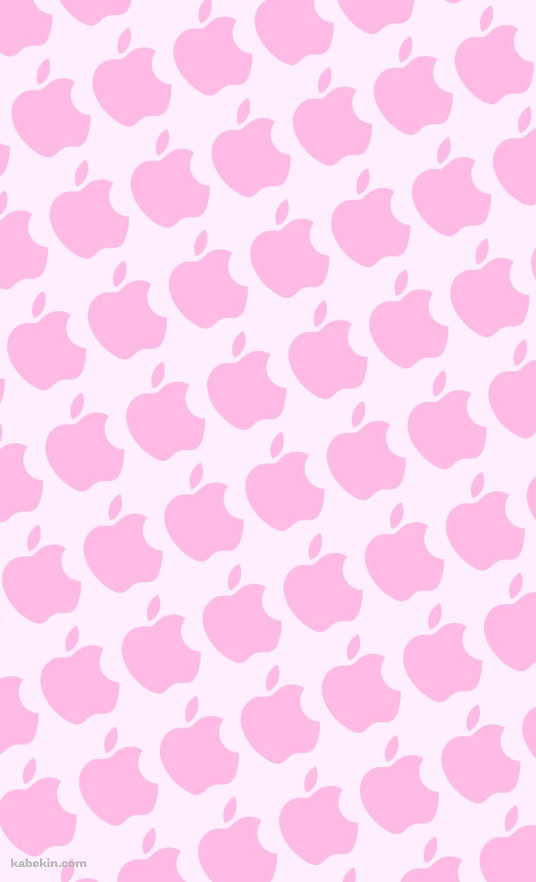 ピンク色のアップルのロゴ パターンのAndroidの壁紙(1080px x 1776px) スマホ用