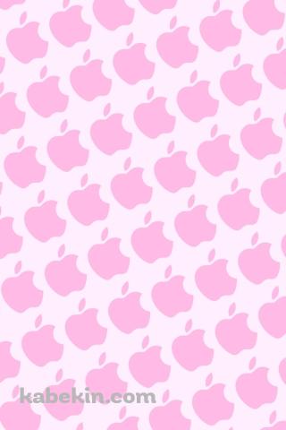 ピンク色のアップルのロゴ パターンのAndroidの壁紙(320px x 480px) スマホ用