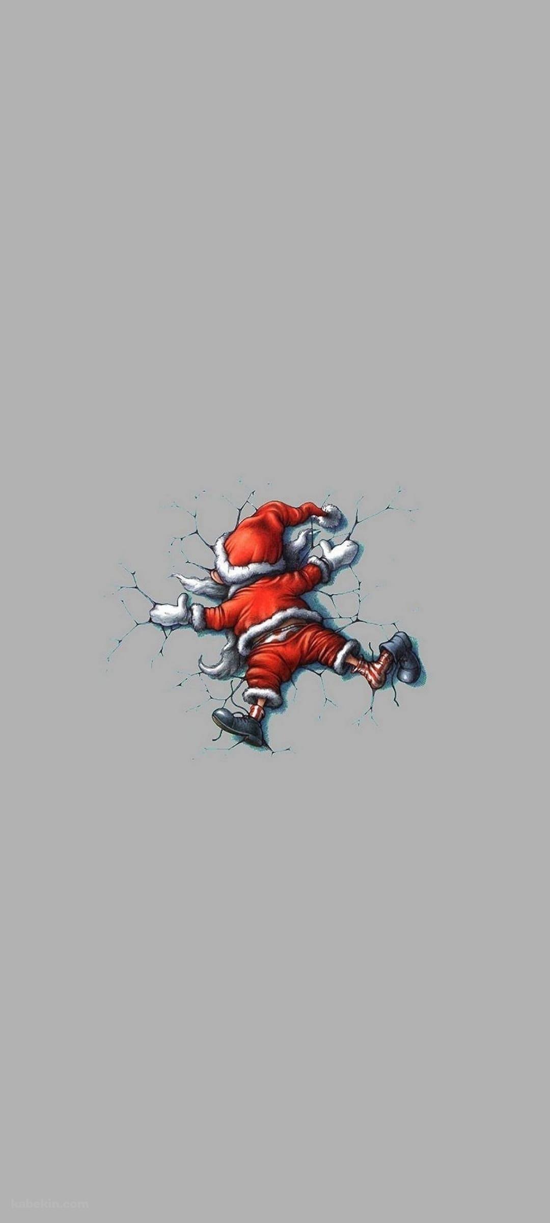 コンクリートにめりこむサンタクロースのAndroidの壁紙(1080px x 2400px) スマホ用