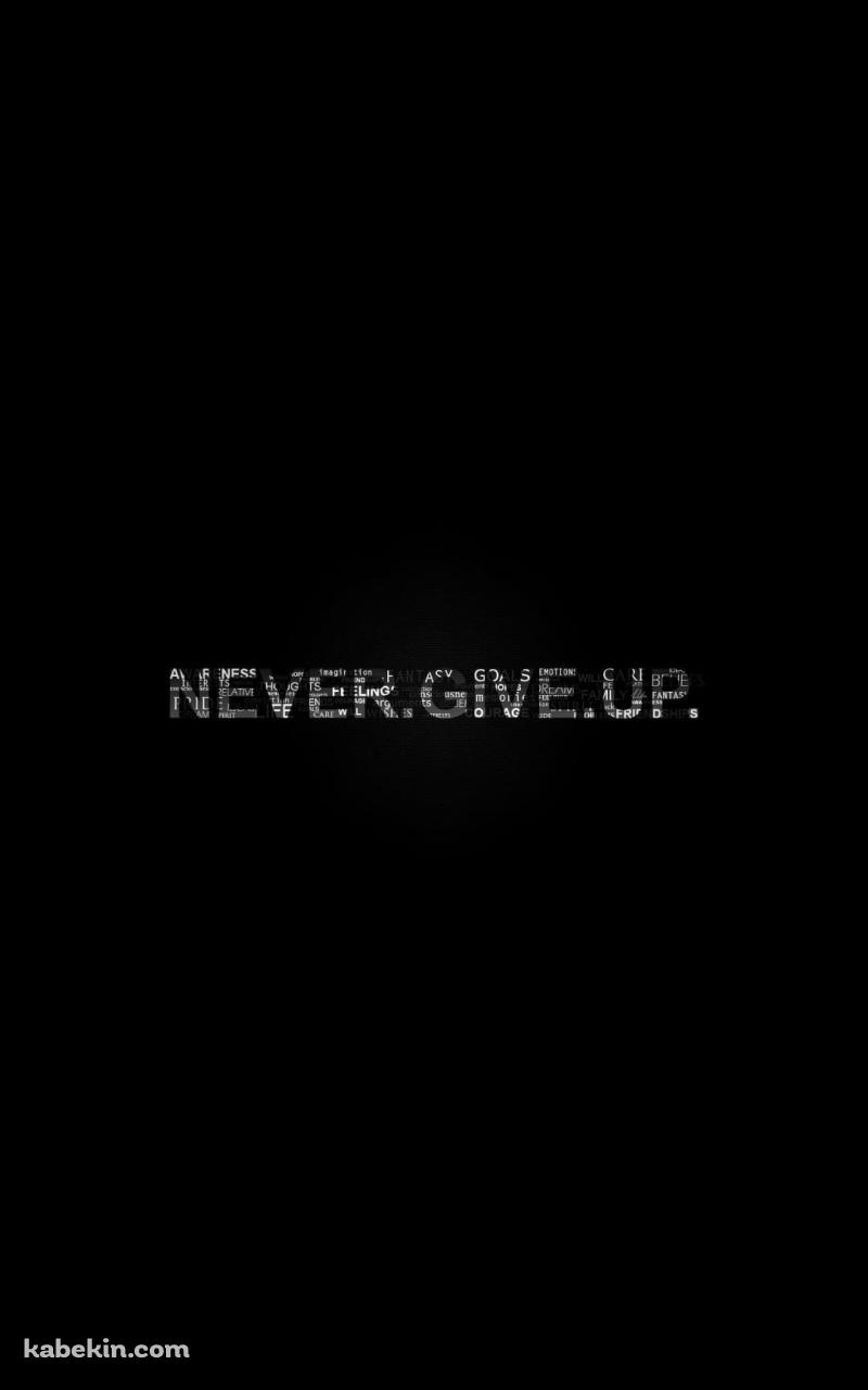 NEVER GIVE UP タイポグラフィのAndroidの壁紙(800px x 1280px) スマホ用
