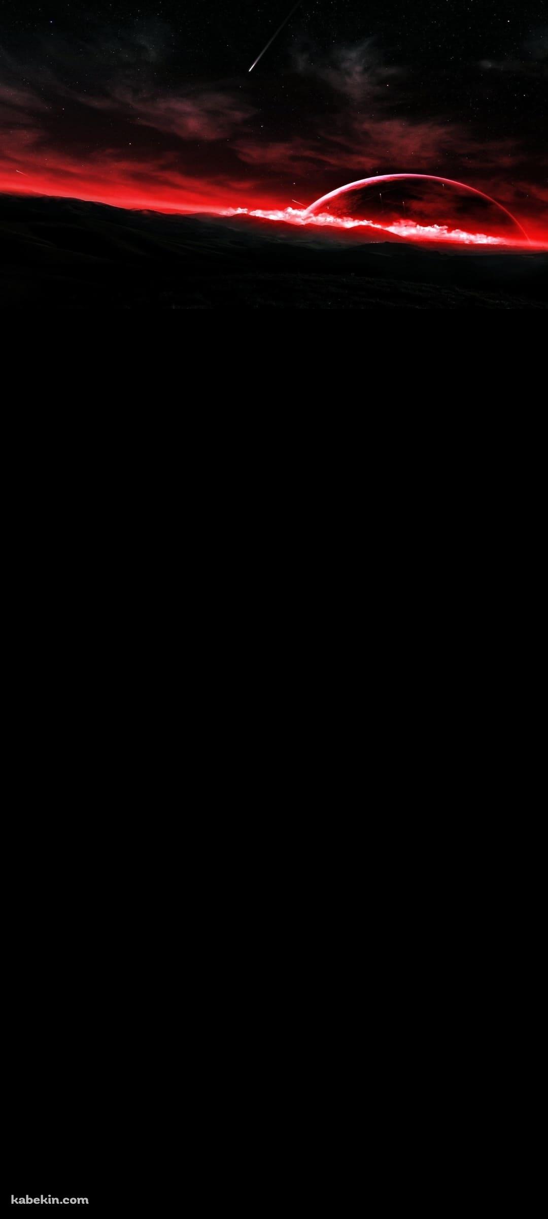 かっこいい赤く光る惑星のAndroidの壁紙(1080px x 2400px) スマホ用