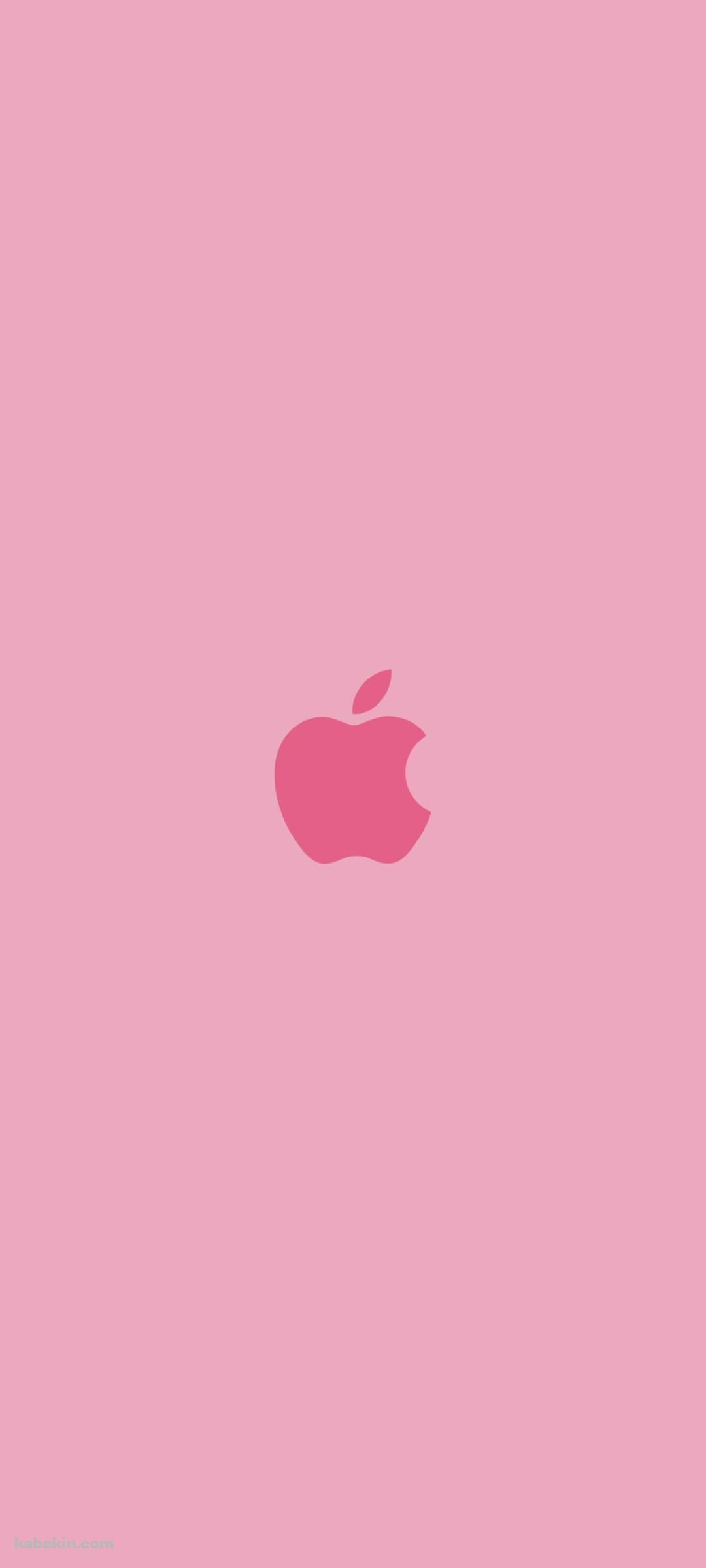 可愛いピンクのApple ロゴのAndroidの壁紙(1080px x 2400px) スマホ用