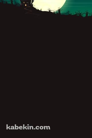 ハロウィン ドラキュラの城 コウモリ 満月のAndroidの壁紙(320px x 480px) スマホ用