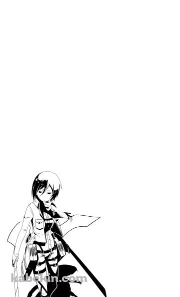 モノクロ 手書きのミカサ・アッカーマンのAndroidの壁紙(360px x 592px) スマホ用