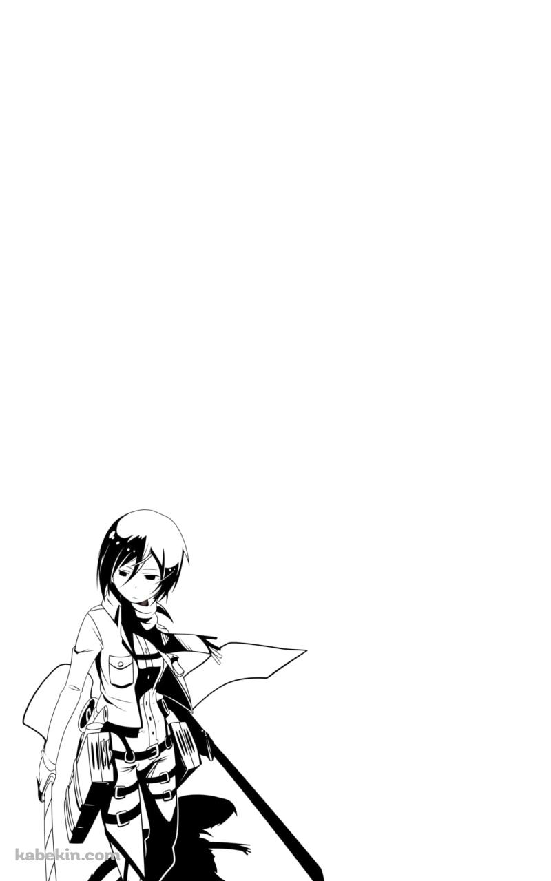 モノクロ 手書きのミカサ・アッカーマンのAndroidの壁紙(800px x 1280px) スマホ用