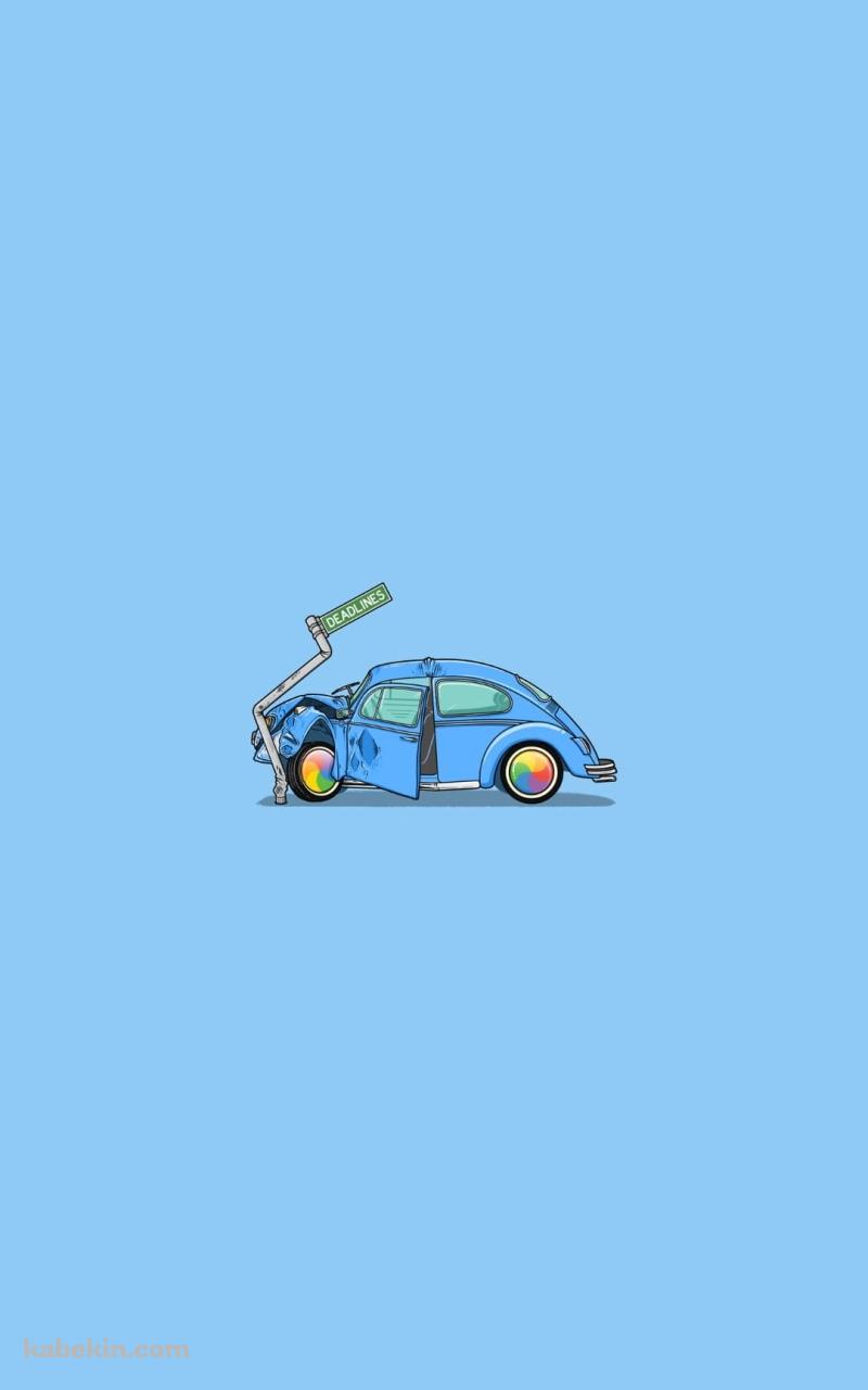 事故 青いビートル 車のAndroidの壁紙(800px x 1280px) スマホ用