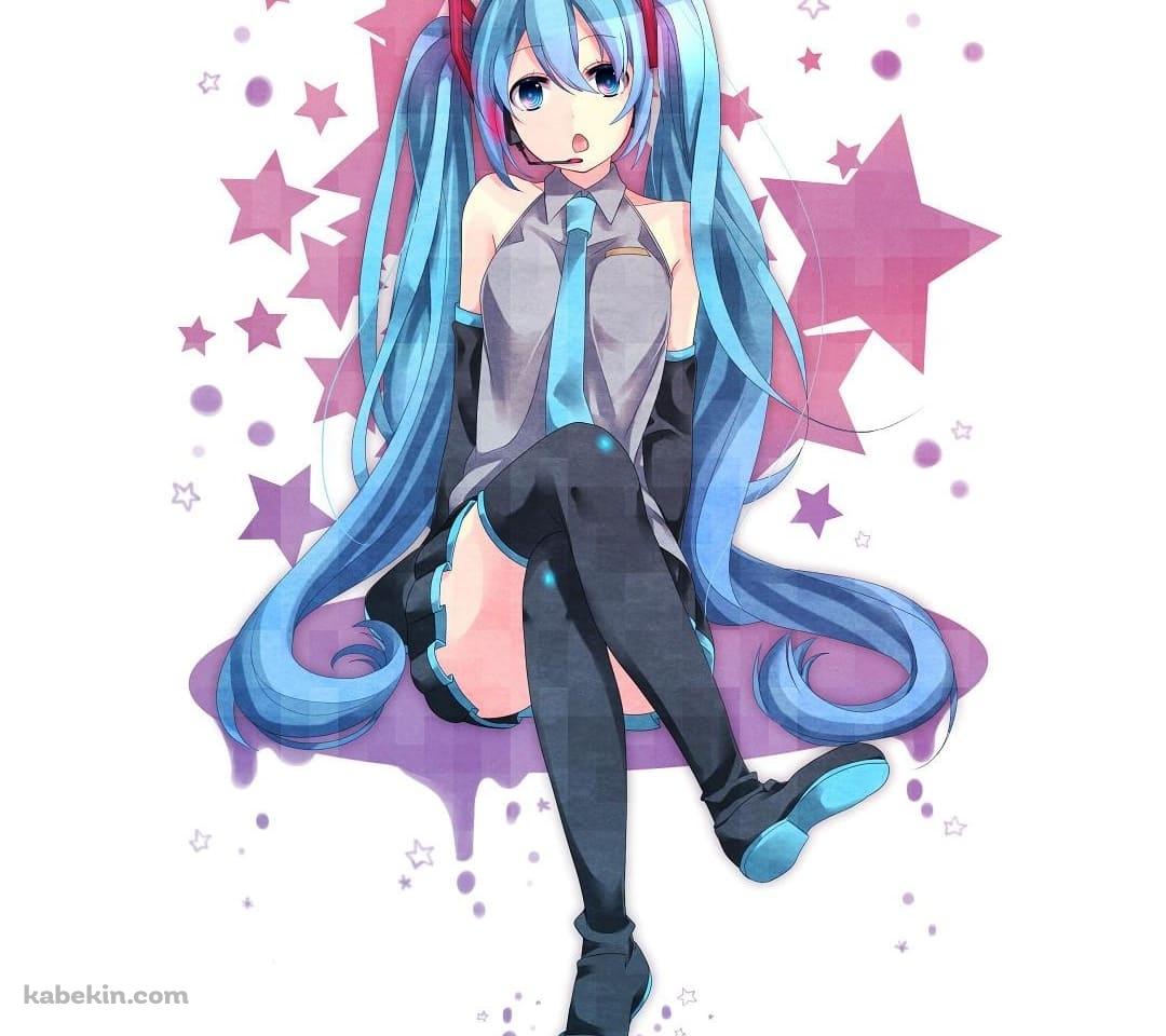 ピンクの星と初音ミクのAndroidの壁紙(1080px x 960px) スマホ用