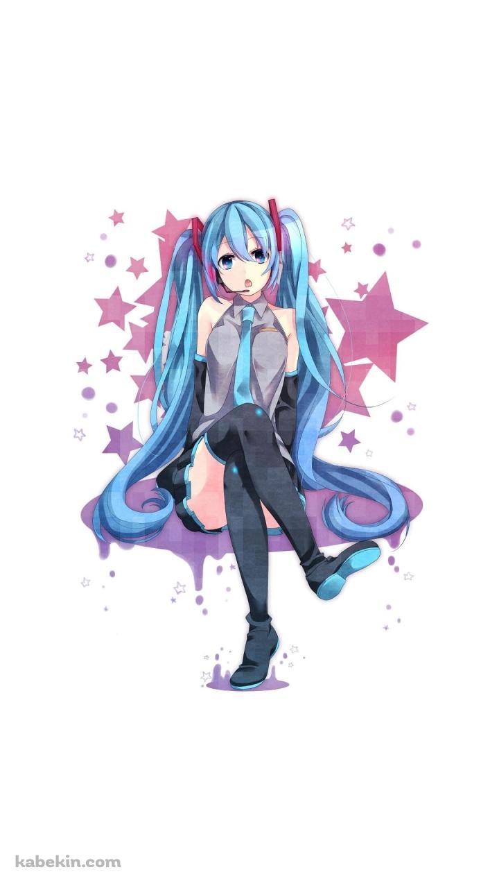 ピンクの星と初音ミクのAndroidの壁紙(720px x 1280px) スマホ用