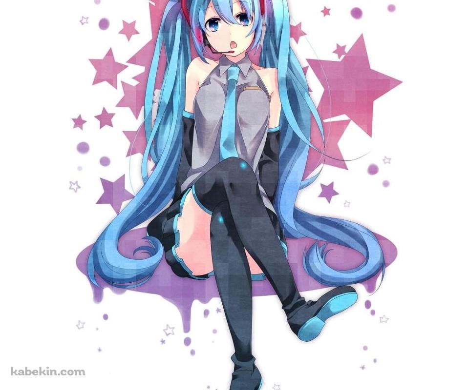ピンクの星と初音ミクのAndroidの壁紙(960px x 800px) スマホ用