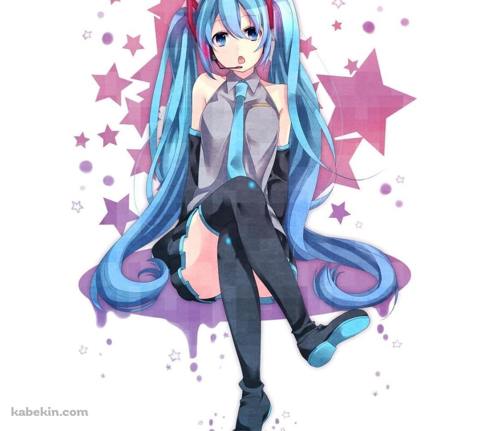 ピンクの星と初音ミクのAndroidの壁紙(960px x 854px) スマホ用