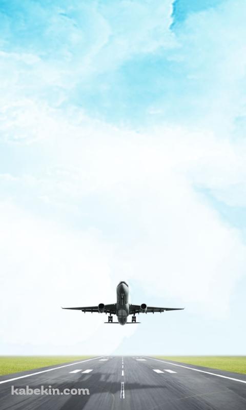 滑走路から離陸する飛行機のAndroidの壁紙(480px x 800px) スマホ用