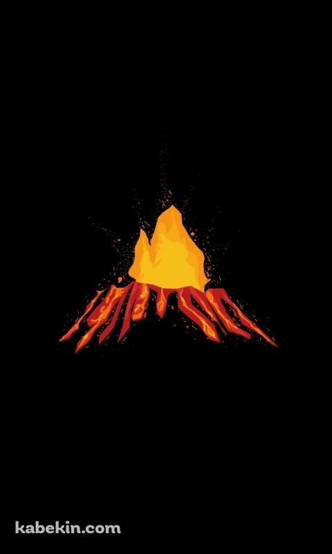 火山 噴火 イラストのAndroidの壁紙(480px x 800px) スマホ用