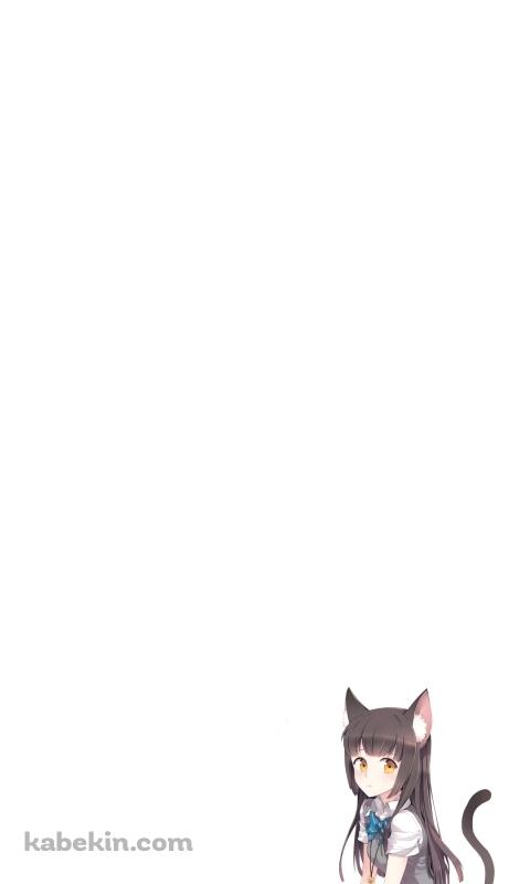 猫耳をつけたJKの女の子のAndroidの壁紙(480px x 800px) スマホ用