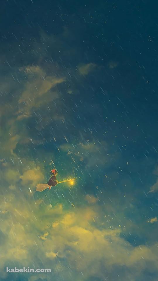 魔女の宅急便 雨の中 空を飛ぶキキ ジブリのAndroidの壁紙(540px x 960px) スマホ用