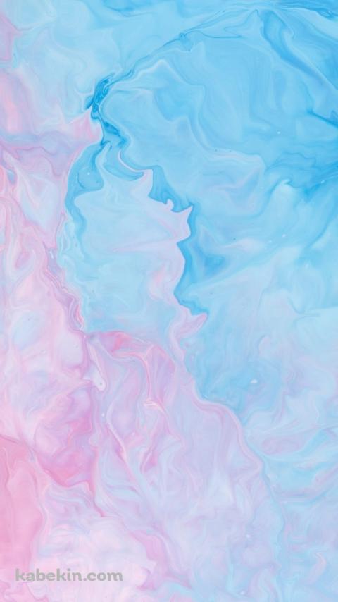 水色とピンクのリキッド・テクスチャーのAndroidの壁紙(480px x 854px) スマホ用