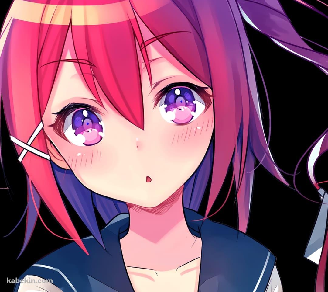 赤い髪のセーラー服の可愛い女の子のAndroidの壁紙(1080px x 960px) スマホ用