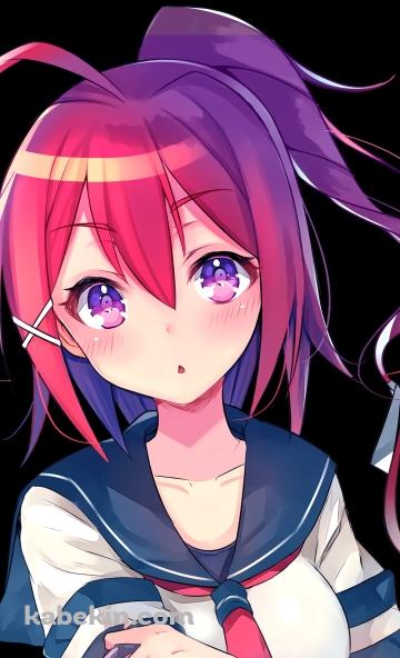 赤い髪のセーラー服の可愛い女の子のAndroidの壁紙(360px x 592px) スマホ用