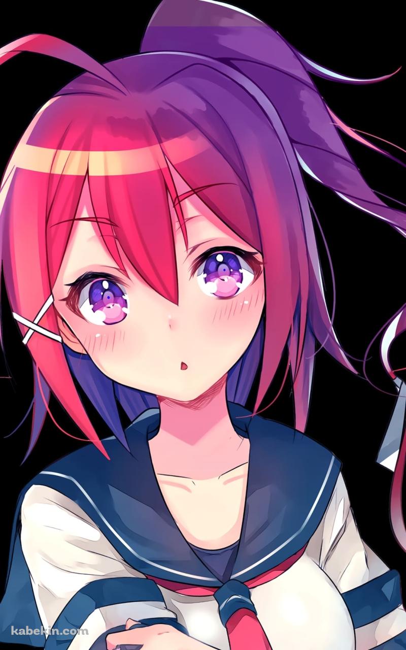 赤い髪のセーラー服の可愛い女の子のAndroidの壁紙(800px x 1280px) スマホ用