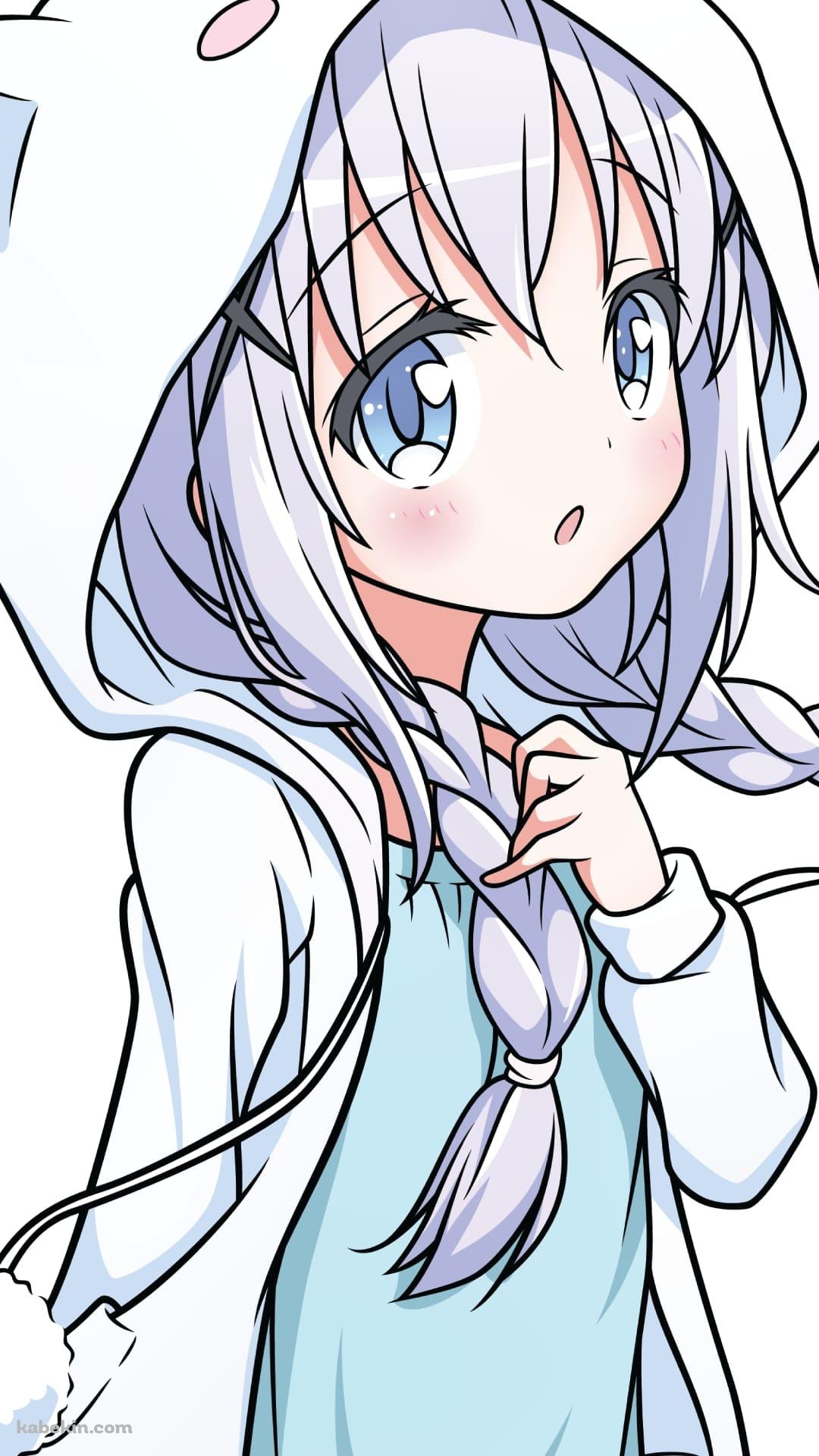 猫耳のフードを被った可愛い女の子のAndroidの壁紙(1080px x 1920px) スマホ用