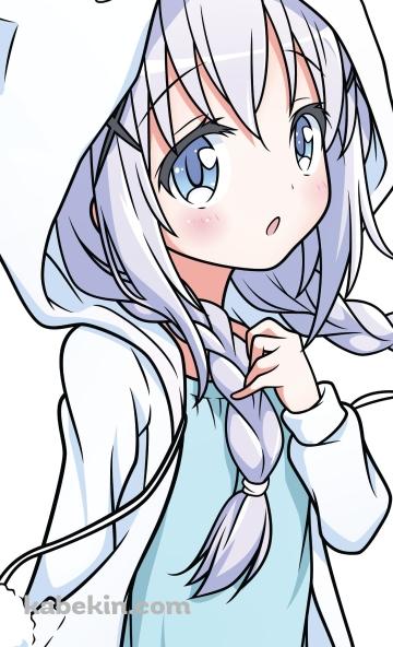 猫耳のフードを被った可愛い女の子のAndroidの壁紙(360px x 592px) スマホ用