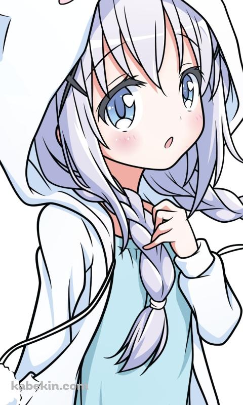 猫耳のフードを被った可愛い女の子のAndroidの壁紙(480px x 800px) スマホ用