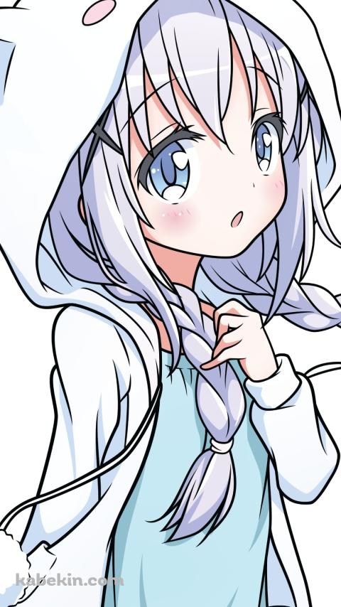 猫耳のフードを被った可愛い女の子のAndroidの壁紙(480px x 854px) スマホ用