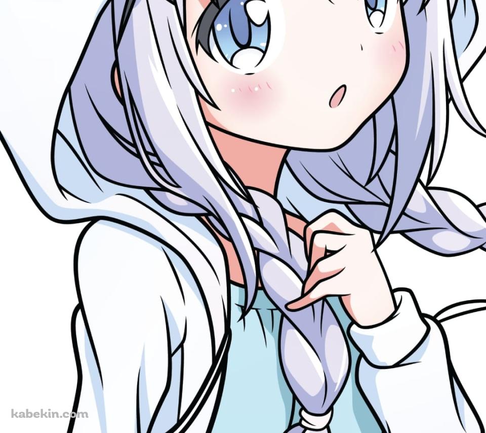 猫耳のフードを被った可愛い女の子のAndroidの壁紙(960px x 854px) スマホ用