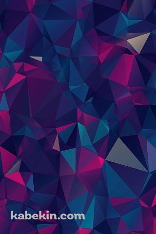 暗い赤と青の凹凸のあるポリゴンのAndroidの壁紙(320px x 480px) スマホ用