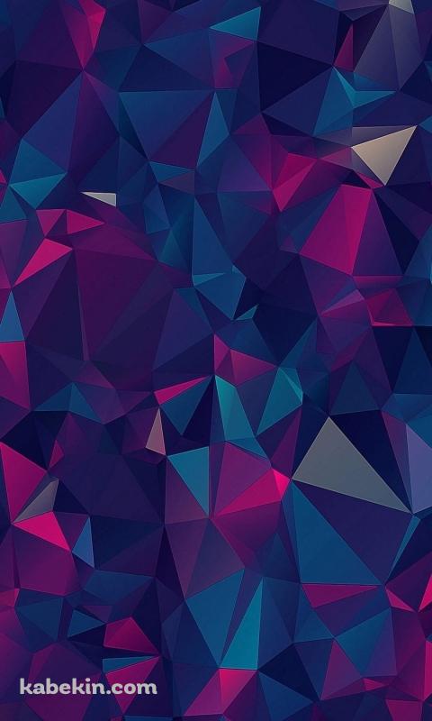 暗い赤と青の凹凸のあるポリゴンのAndroidの壁紙(480px x 800px) スマホ用