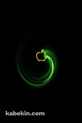 緑の光彩 Apple ロゴのAndroidの壁紙(320px x 480px) スマホ用
