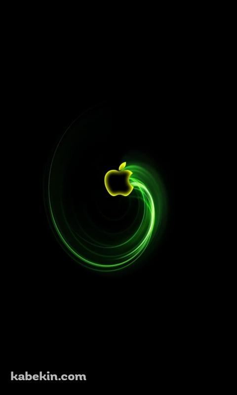 緑の光彩 Apple ロゴのAndroidの壁紙(480px x 800px) スマホ用