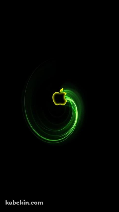 緑の光彩 Apple ロゴのAndroidの壁紙(480px x 854px) スマホ用