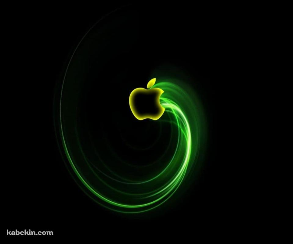 緑の光彩 Apple ロゴのAndroidの壁紙(960px x 800px) スマホ用