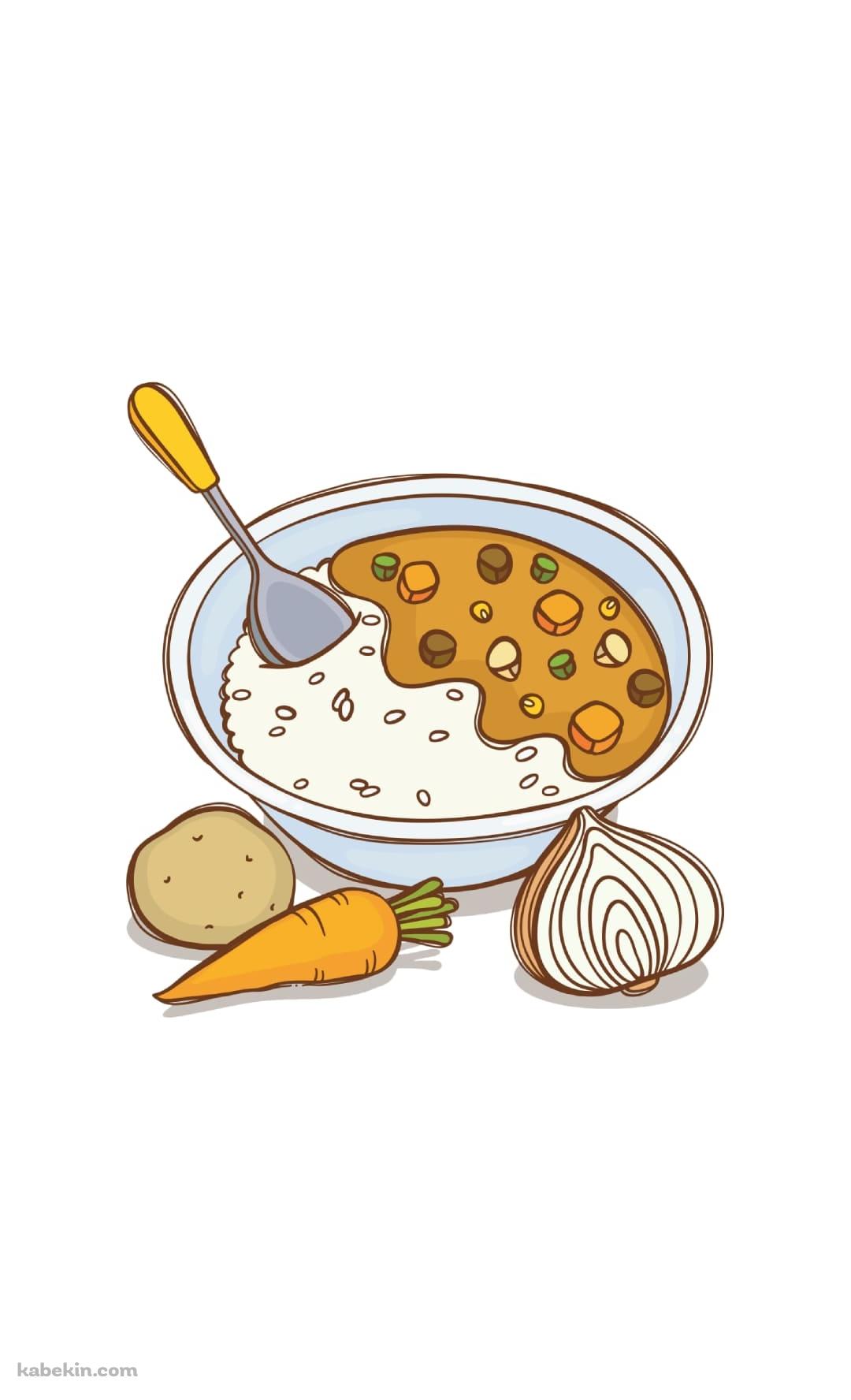 美味しそうなカレーのイラストのAndroidの壁紙(1080px x 1776px) スマホ用