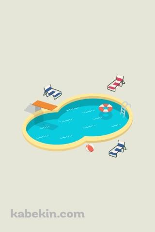 プール 浮き輪 ビーチボール 飛び込み台のAndroidの壁紙(320px x 480px) スマホ用