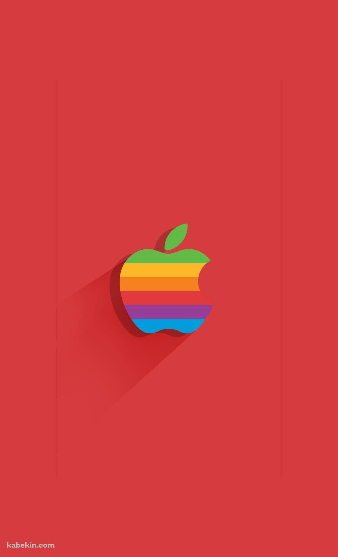 レインボー アップルのロゴ フラットデザインのAndroidの壁紙(1080px x 1776px) スマホ用