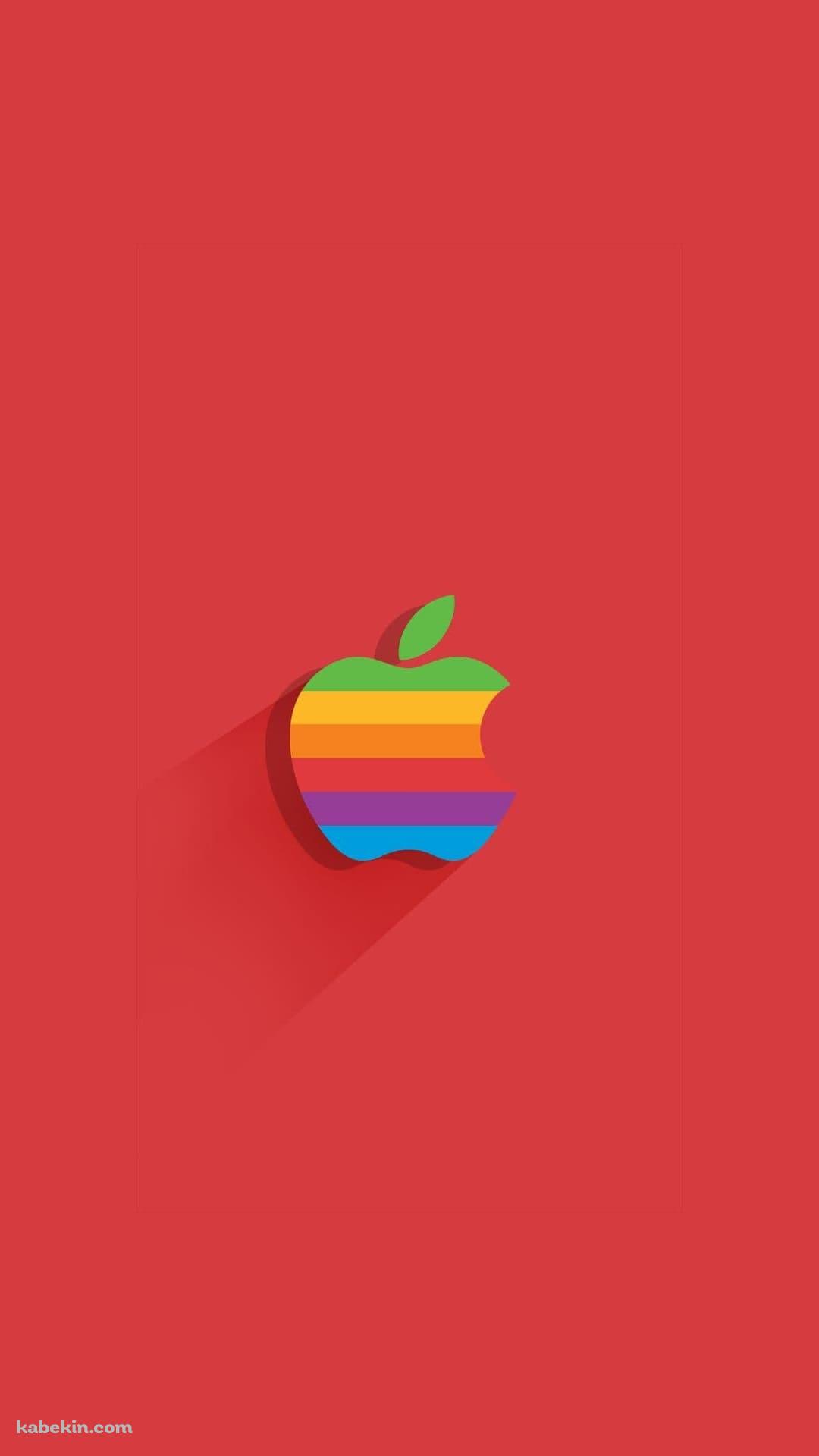 レインボー アップルのロゴ フラットデザインのAndroidの壁紙(1080px x 1920px) スマホ用