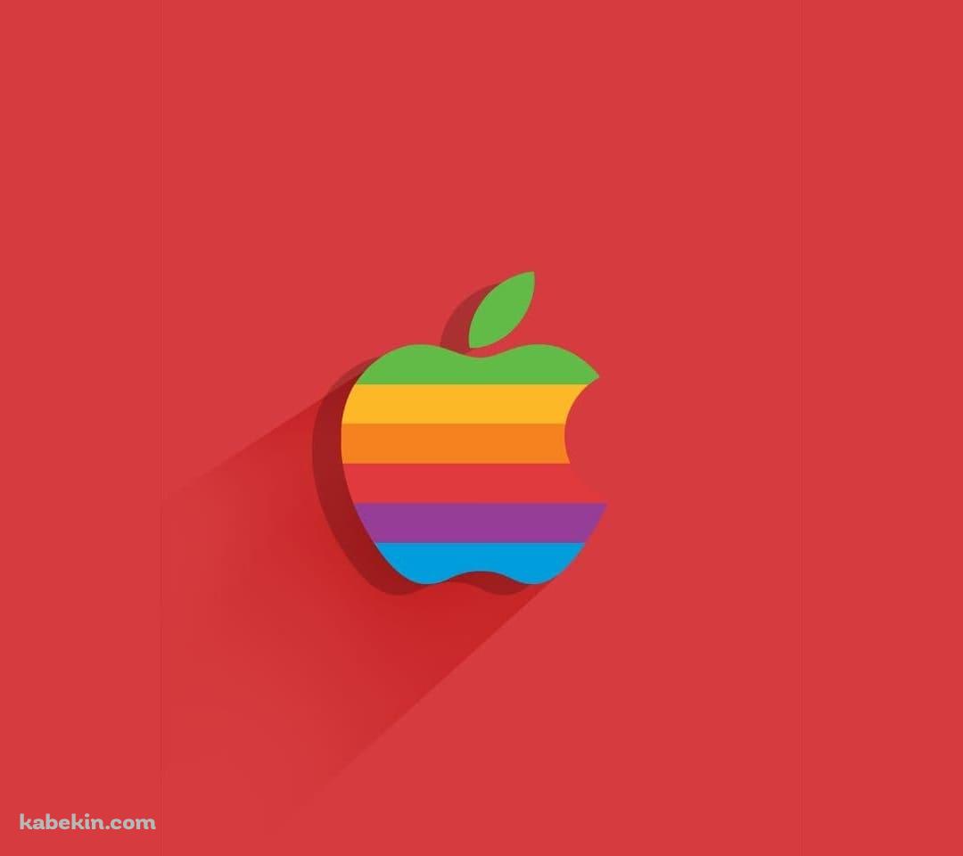 レインボー アップルのロゴ フラットデザインのAndroidの壁紙(1080px x 960px) スマホ用
