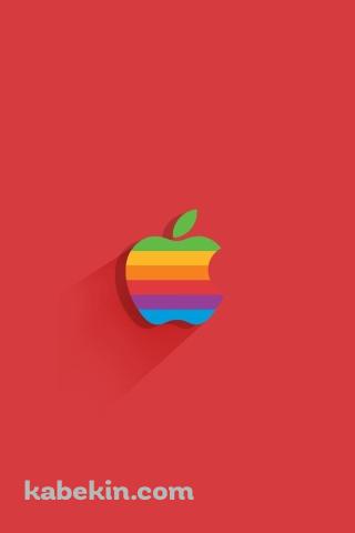 レインボー アップルのロゴ フラットデザインのAndroidの壁紙(320px x 480px) スマホ用