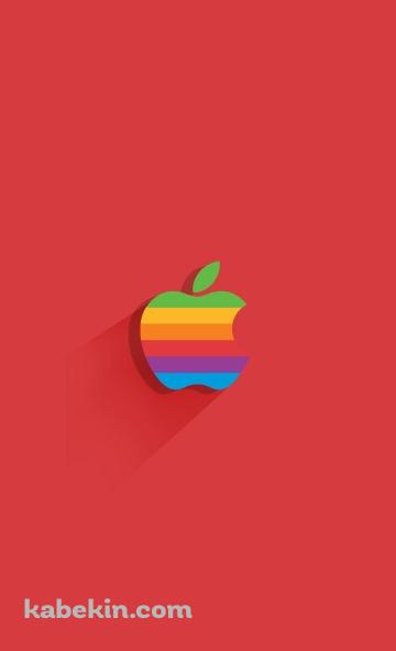 レインボー アップルのロゴ フラットデザインのAndroidの壁紙(360px x 592px) スマホ用